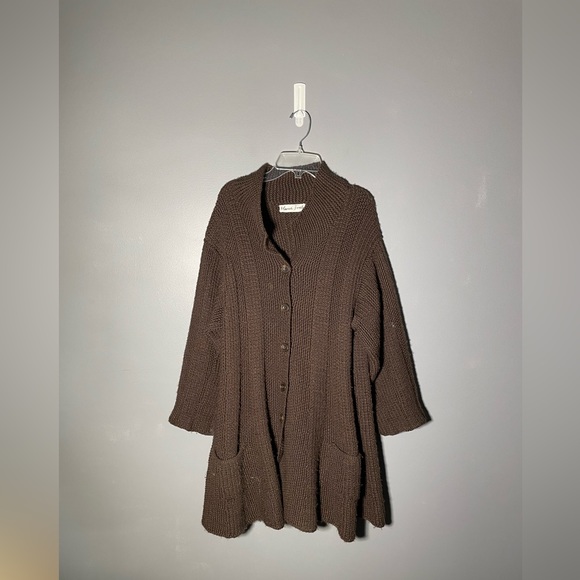 Marion Foale 100% Wool Hand Knit Cardigan Womens Size Large - Picture 1 of 4